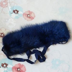 Real fox fur blue scarf